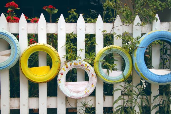 old tire into flower pots