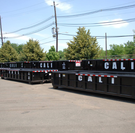 10-yard dumpsters in parking lot